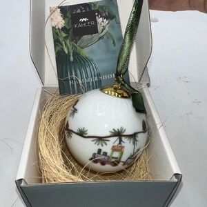 Kahler Hammershoi Christmas Bauble 2024 Ceramic White Train Heart Elf